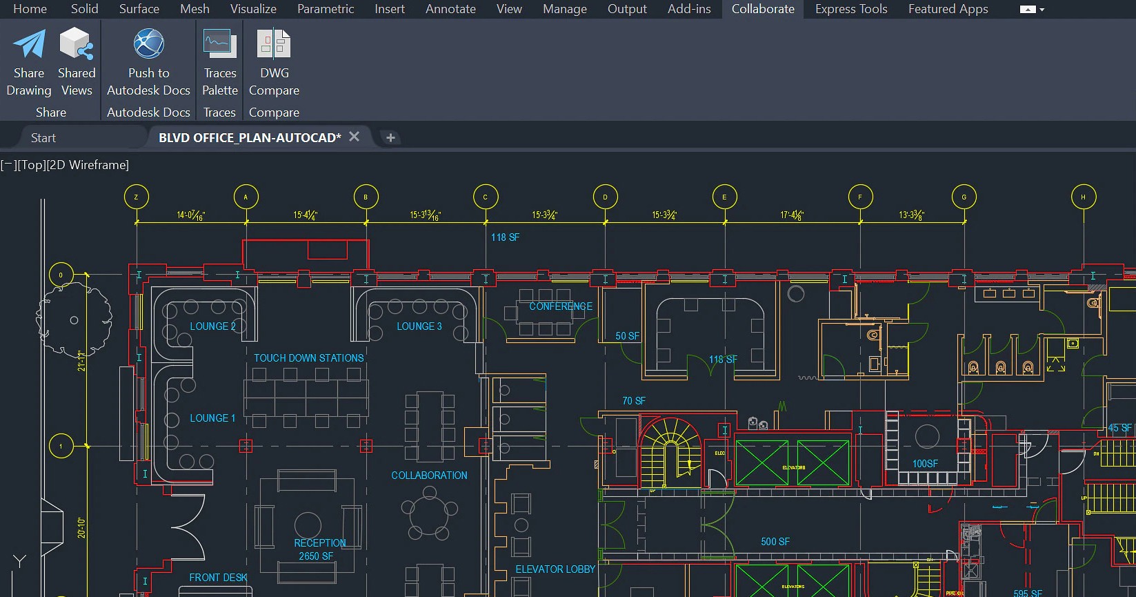 2D drafting on AutoCAD running on a cloud computer