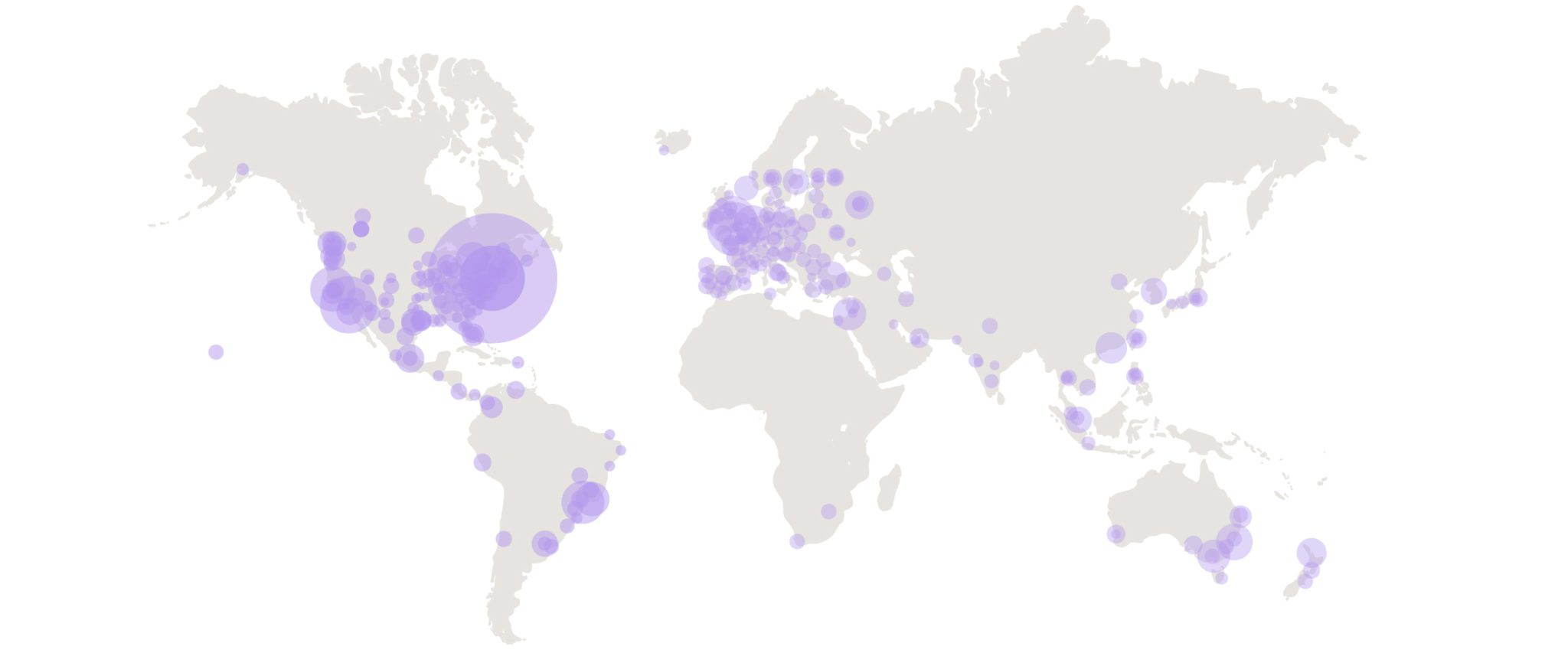 World map highlighting global distribution of Artsy collectors