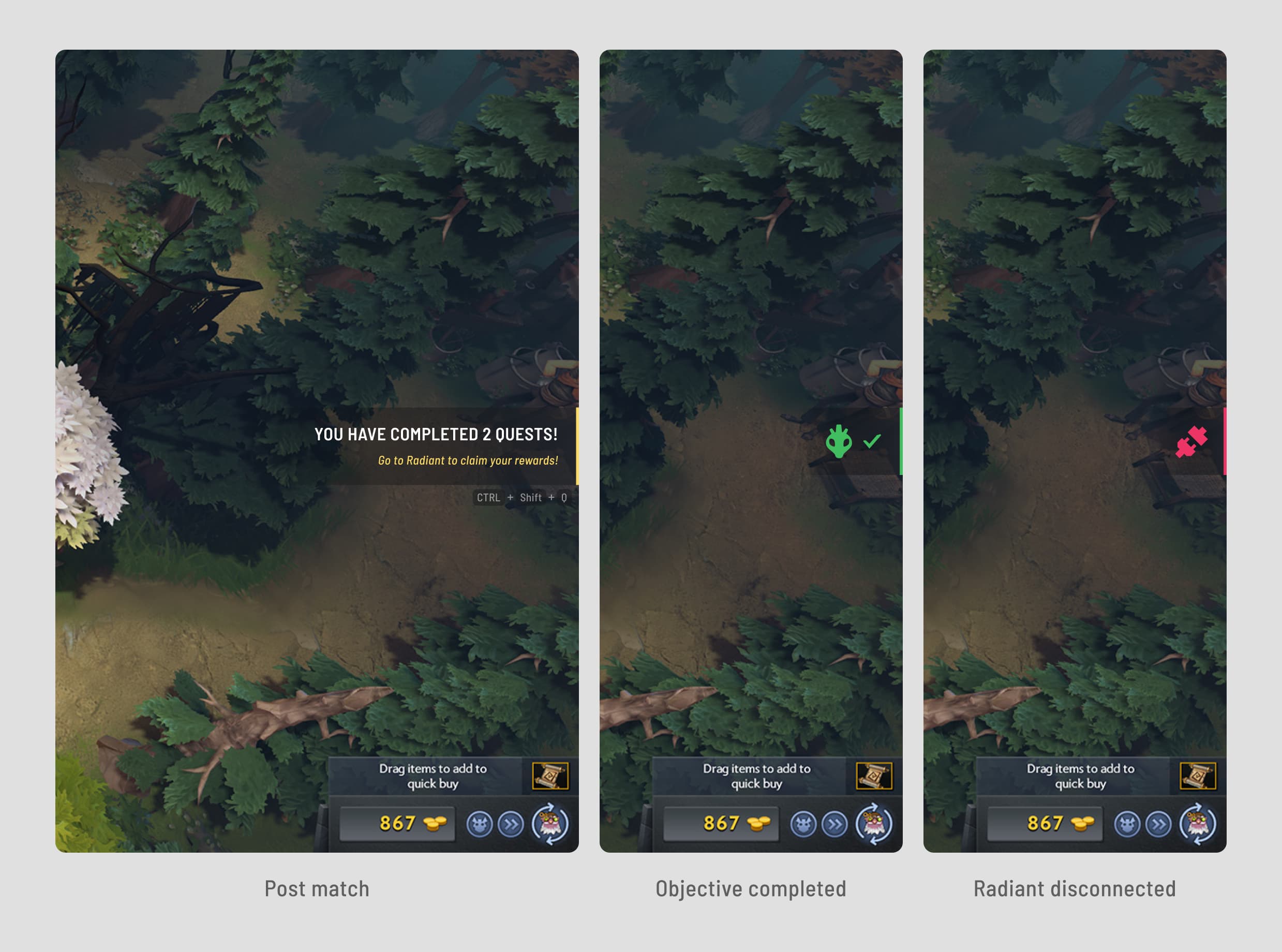 Radiant Overlay UI states during in-game.