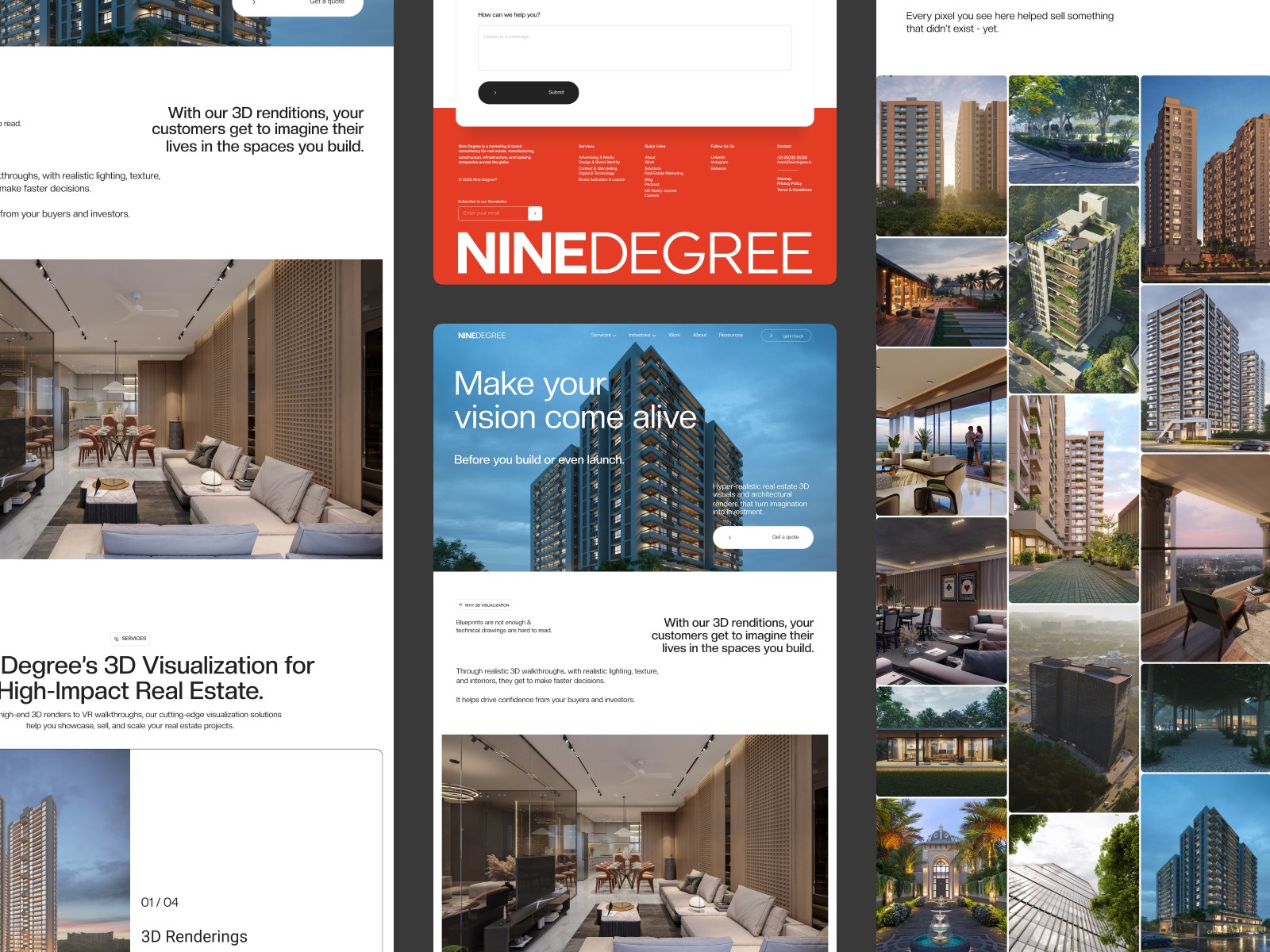 Nine Degree webflow website design preview shots