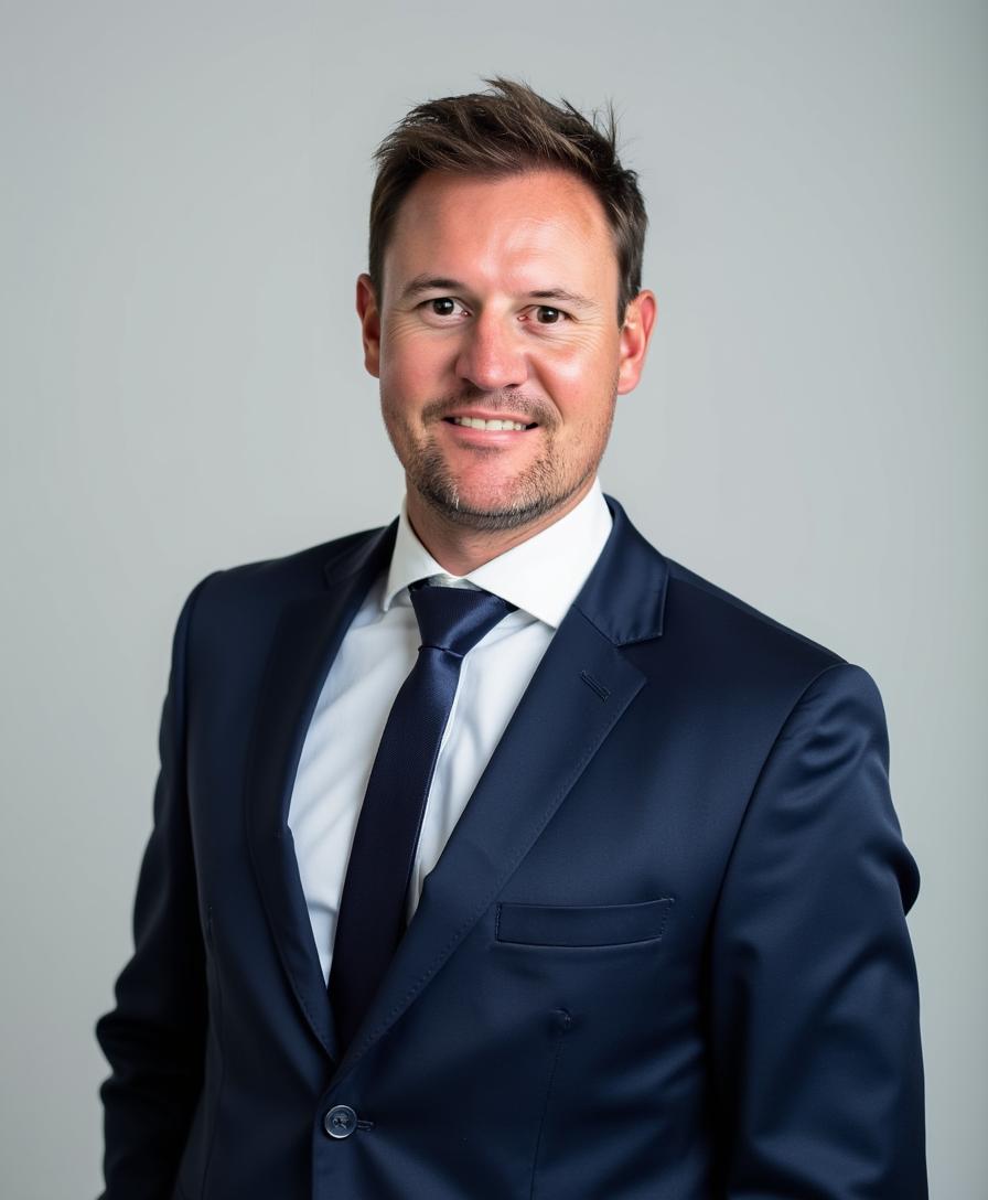 A woman with short curly hair wearing a black t-shirt looks into the camera.