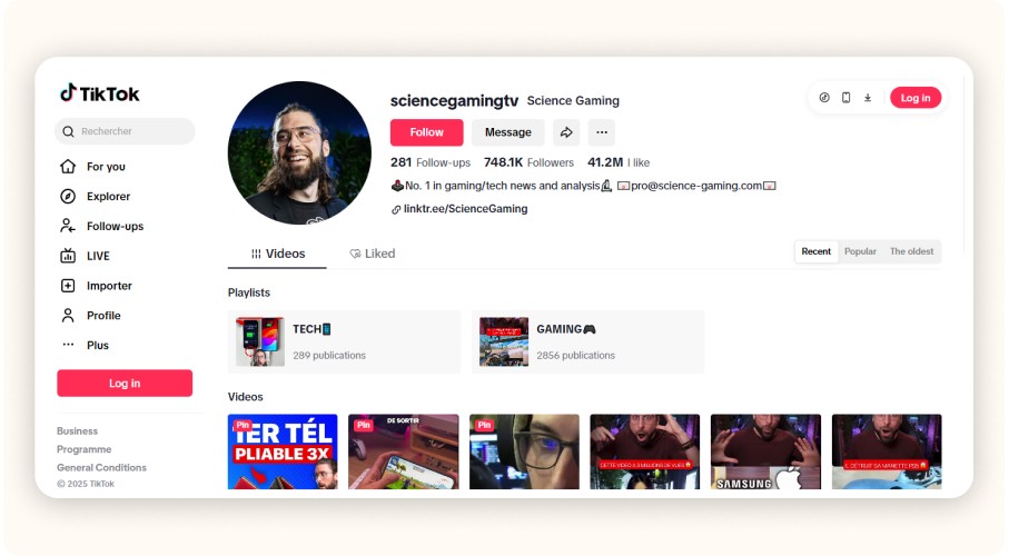 TikTok influencer “sciencegamingtv”