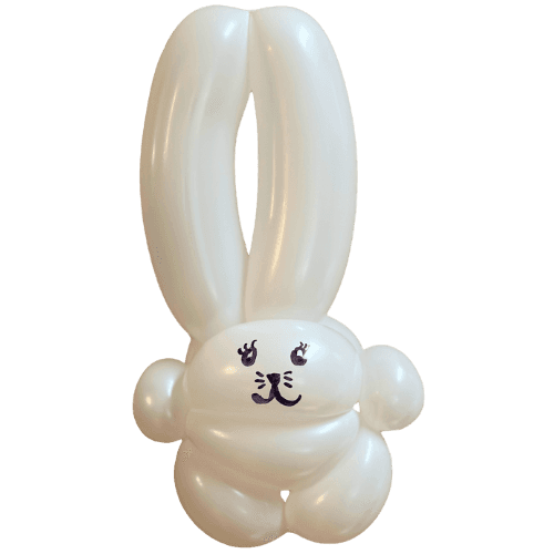 White Rabbit Balloon Animal and drawn face