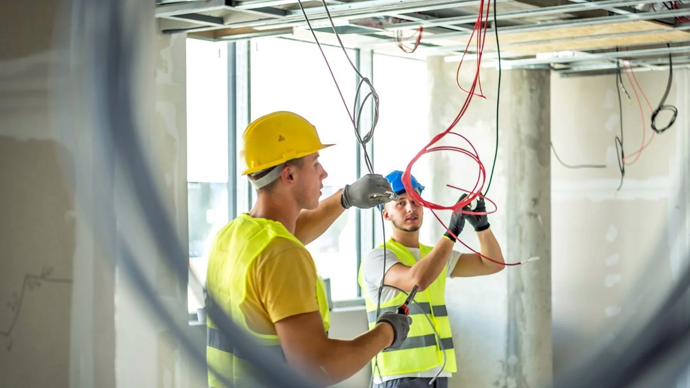 Team of electricians on site