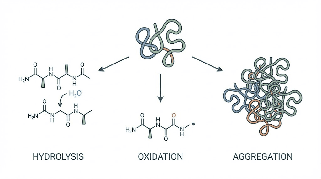 Tirzepatide peptide degradation mechanisms at room temperature