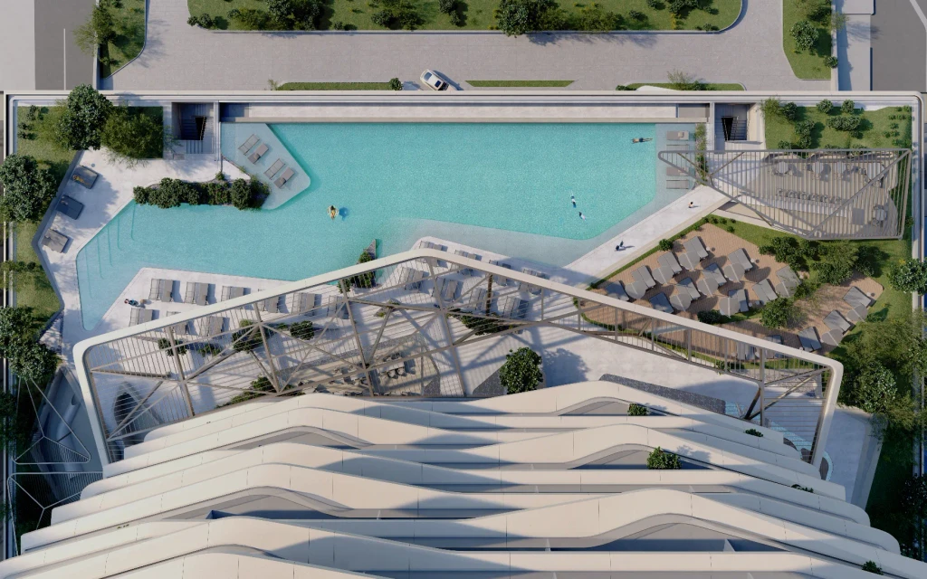 View from the top of Iconic Residences, showcasing the city skyline and surrounding landscape.