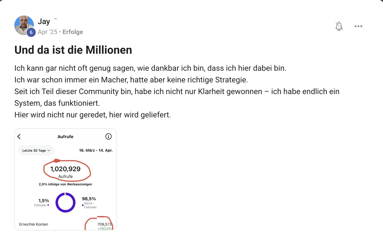 Kundenstimme KI Creator Akademie: Jay erreicht über 1 Million Instagram-Aufrufe in 30 Tagen