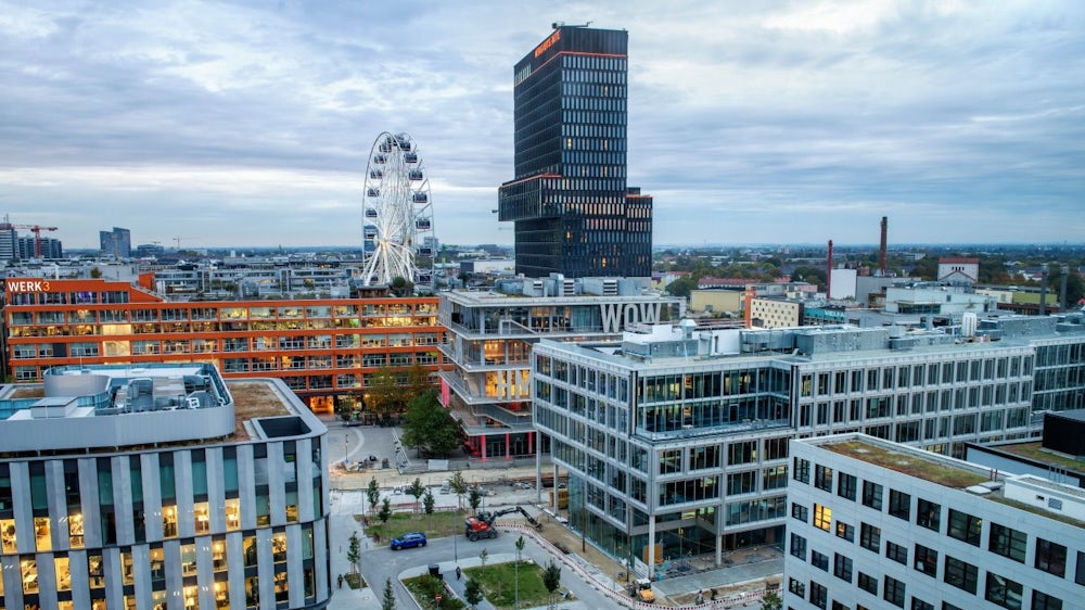 Aerial shot of the Werksviertel Munich