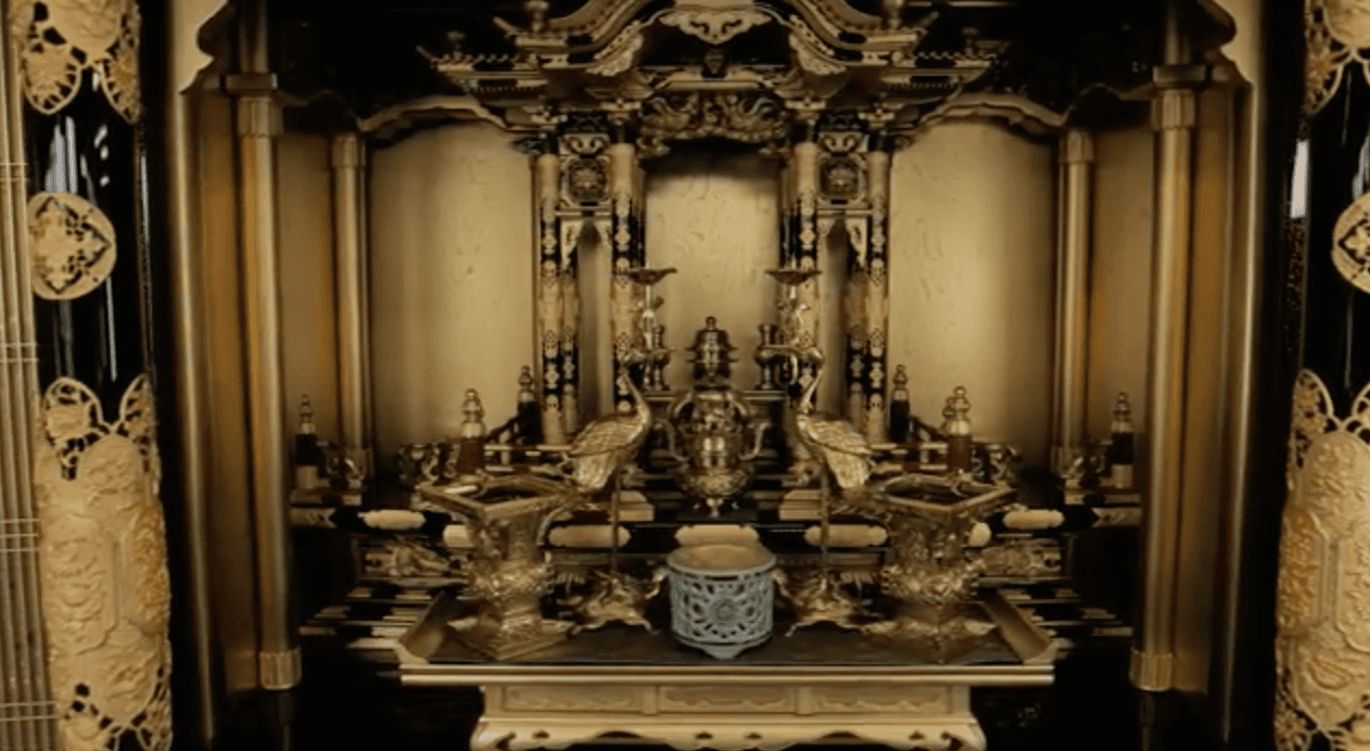 buddhist altar, gold, buddhism