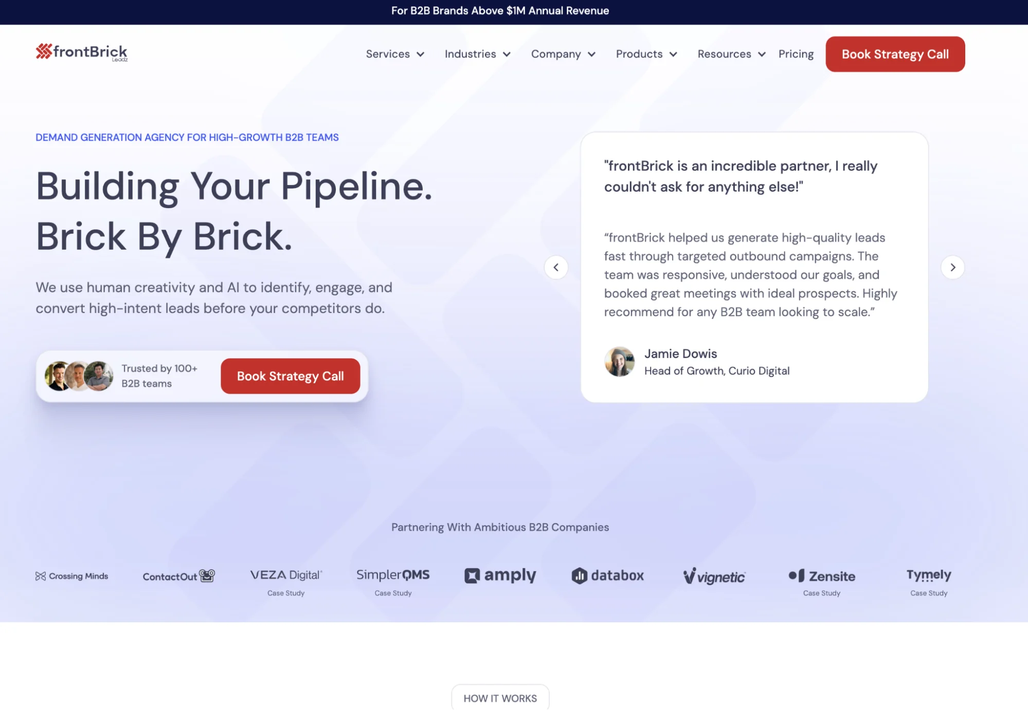 frontBrick homepage: Clay-certified consulting agency