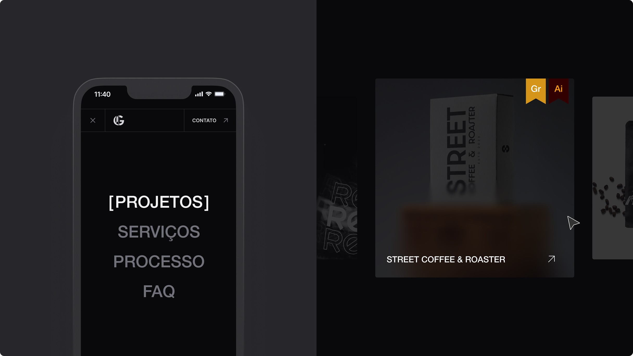 Mockup do site do Gustavo Kamú