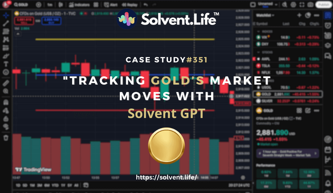 Gold price chart analysis with Solvent GPT’s short trade prediction, showing trend analysis, entry, exit, and market performance.