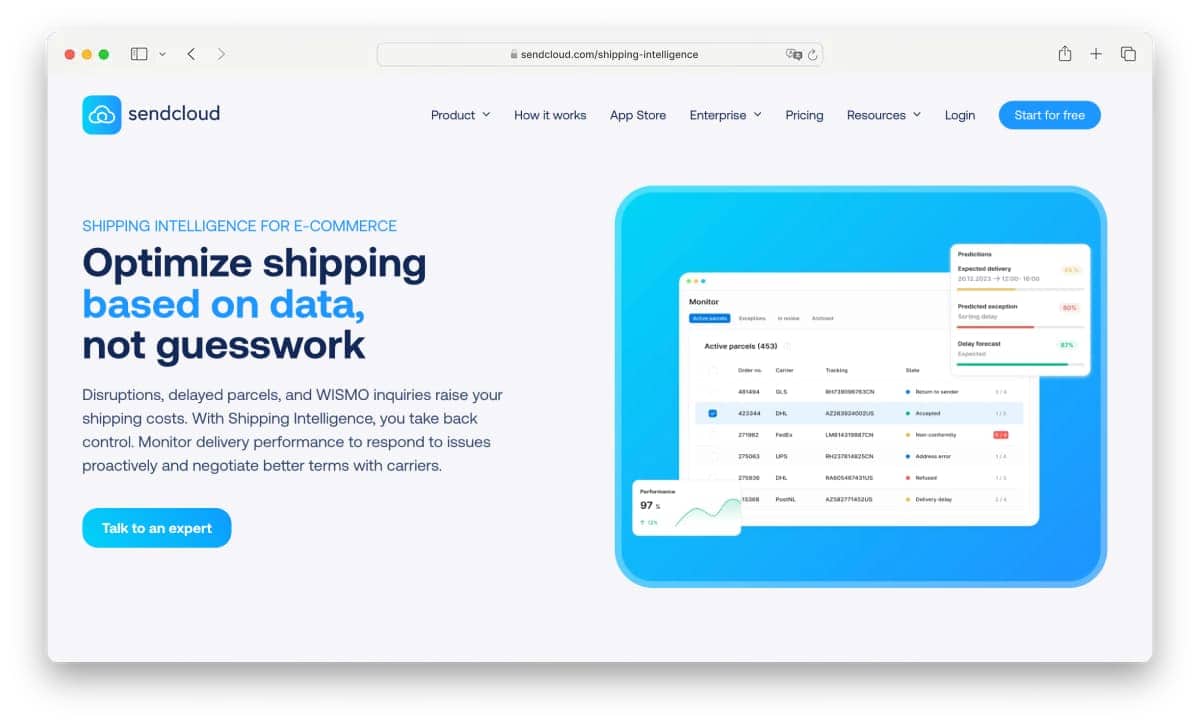 Sendcloud shipping tracking solution