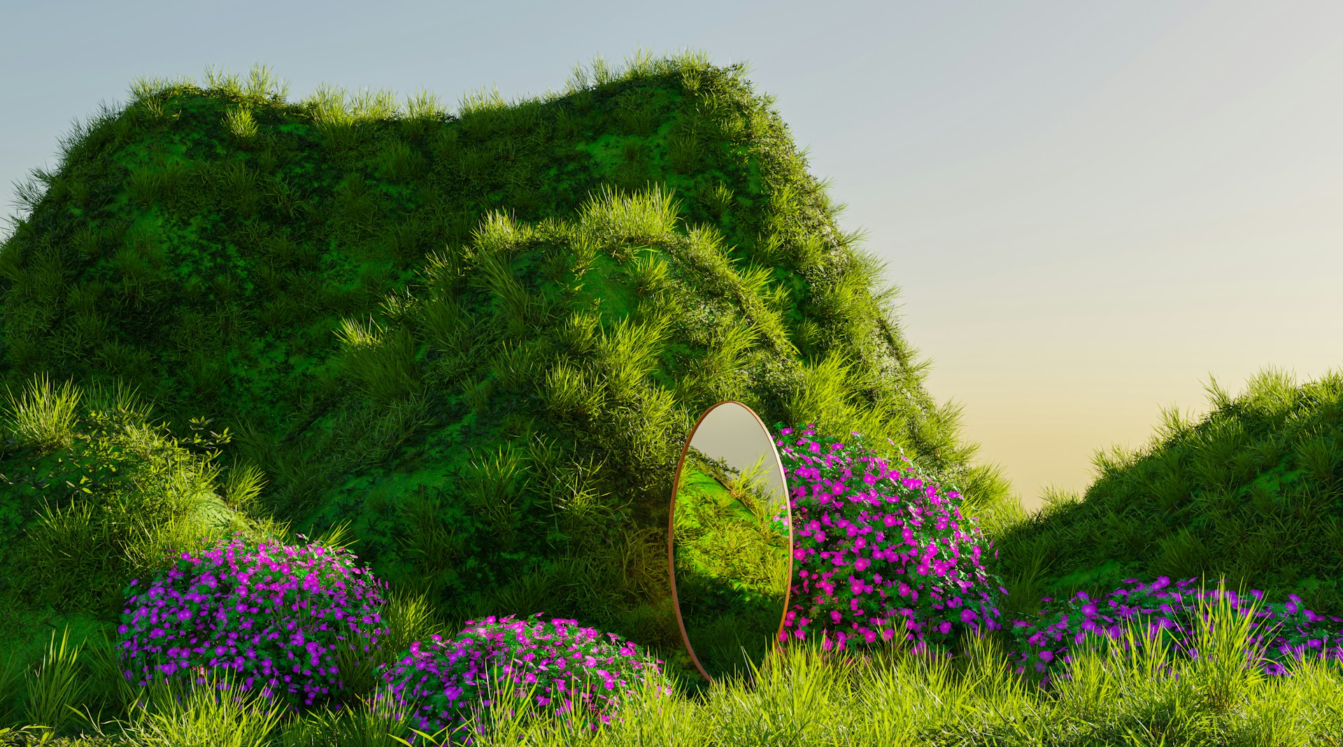 image of a garden with a mirror 