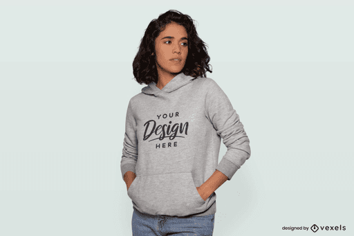 woman with hoodie mockup