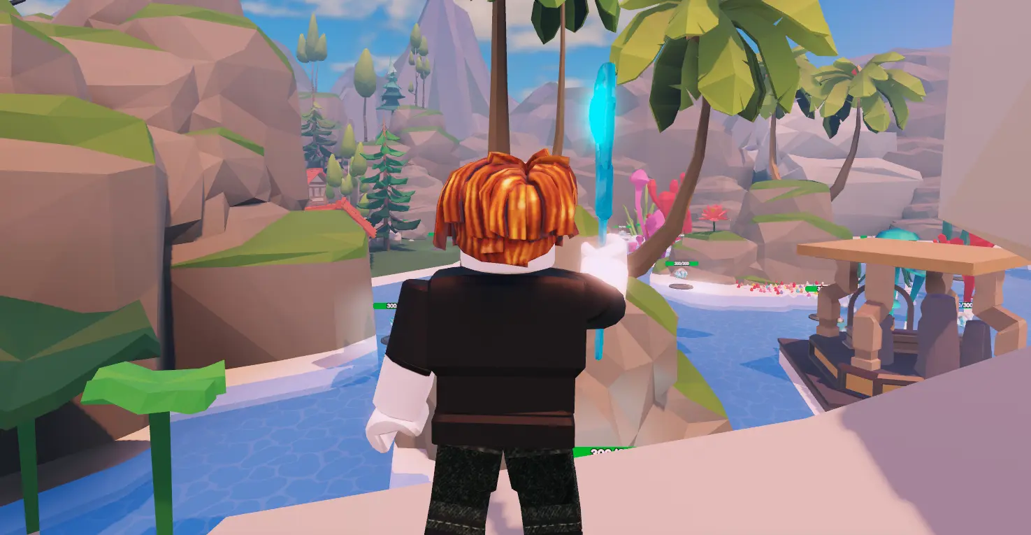 This image showcases a vibrant in-game scene from a custom Roblox development project created by Takeaway Reality. The player character, seen from behind, stands in a colorful, stylized environment filled with trees, rocks, and unique structures, exemplifying the creativity and flexibility of Roblox game development. The dynamic landscape, with its bright hues and imaginative elements, reflects the detailed world-building that is possible through Roblox branded game development, where developers craft custom, interactive experiences for players. The game's design highlights the advanced level of Roblox development that allows for the creation of immersive, user-generated content on the platform. The attention to detail in this scene emphasizes the collaboration between developers and brands to build engaging worlds that captivate users. This visual captures the essence of Roblox game development, where endless creativity meets innovative gameplay, offering users a rich and interactive experience.