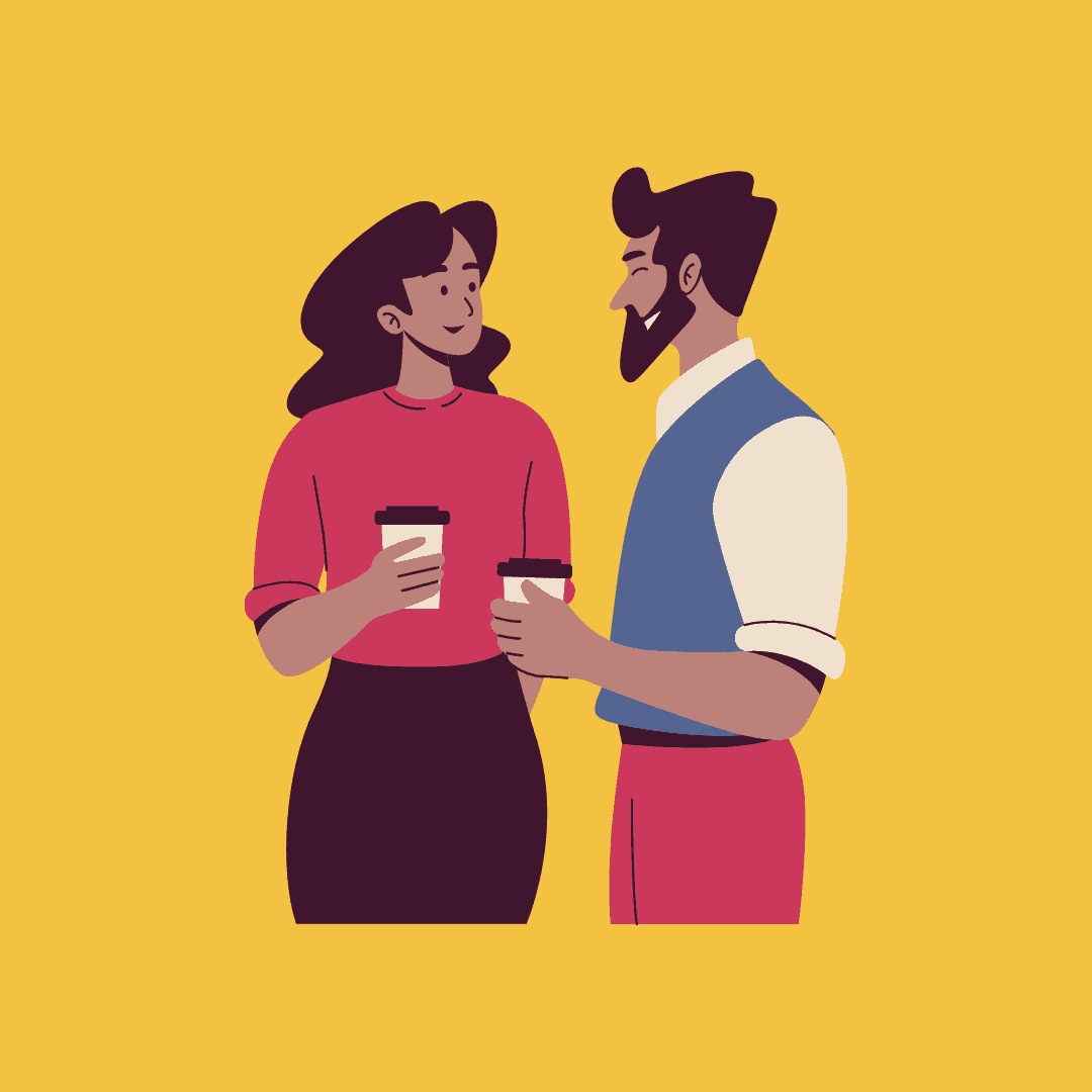 A couple holding coffee cups