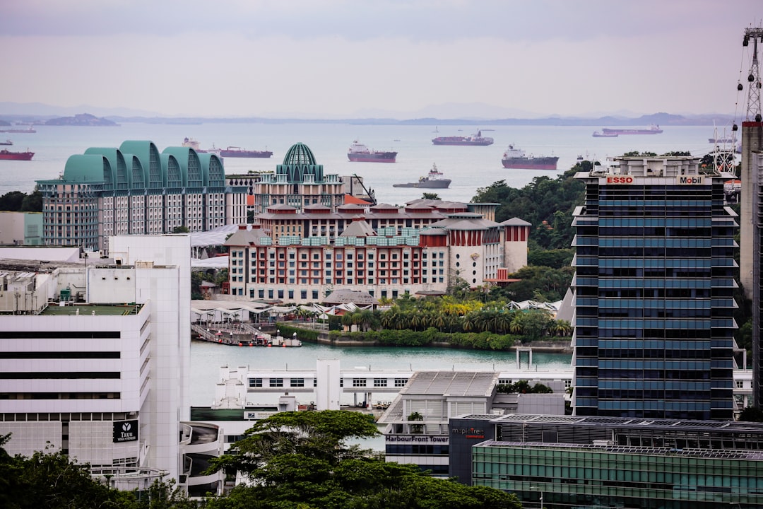 a view of a city with boats in the water