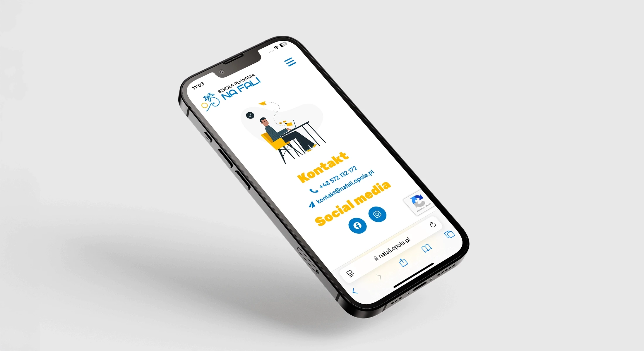 Strona internetowa Na Fali — podstrona Kontakt na telefonie