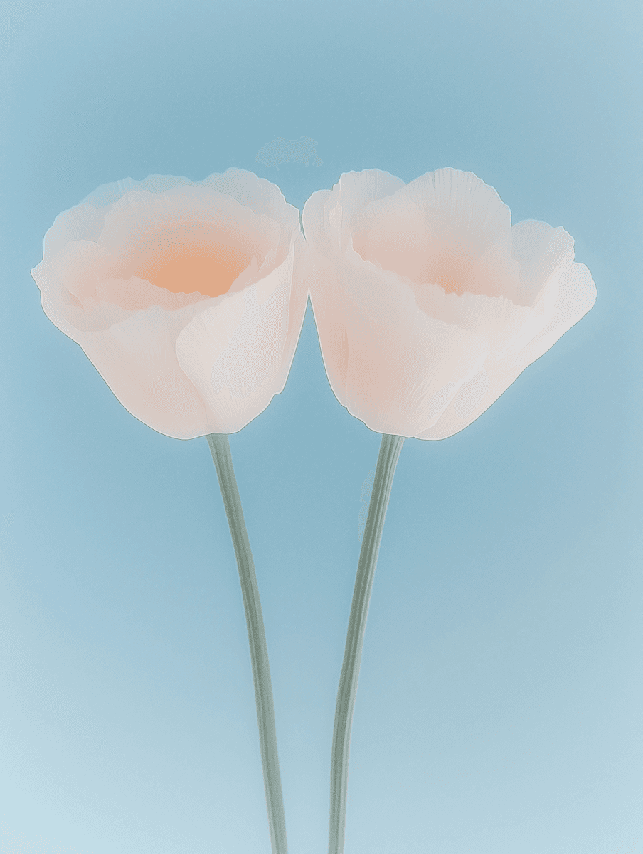 A 3D-rendered tupil flowers on blue background