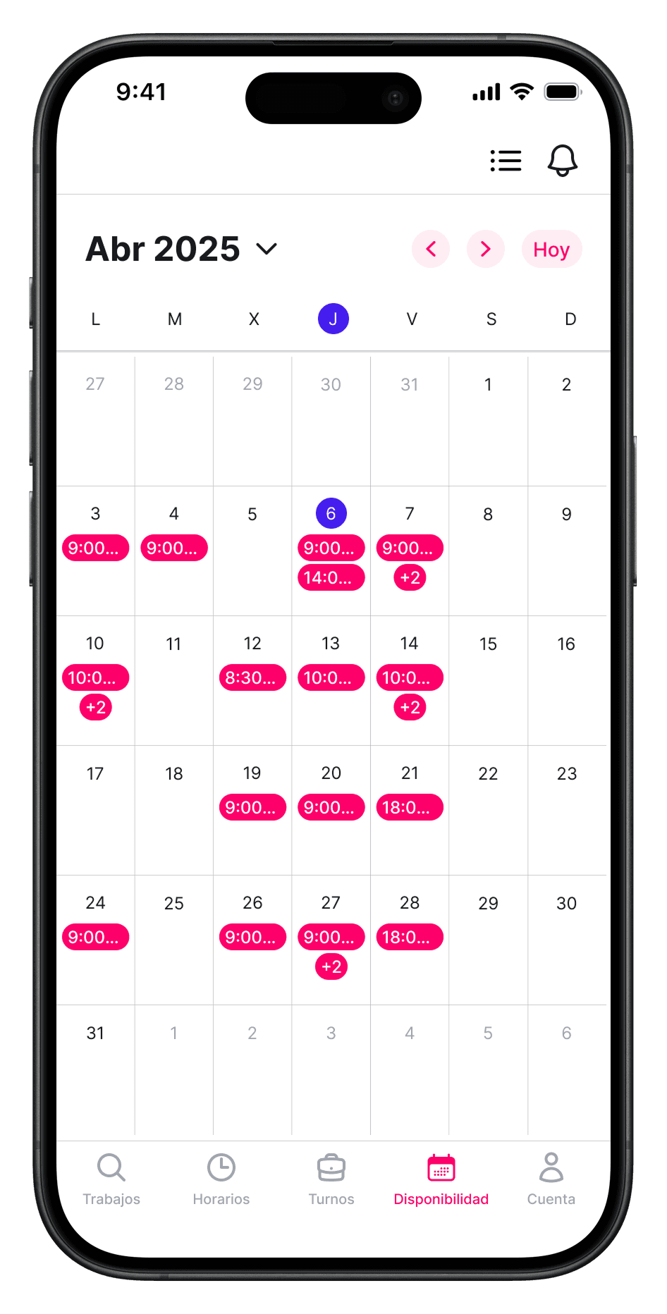 App calendario turnos