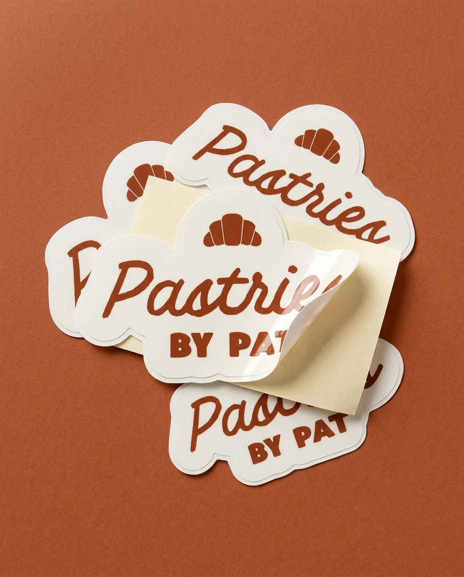 Die cut stickers, branded product shot