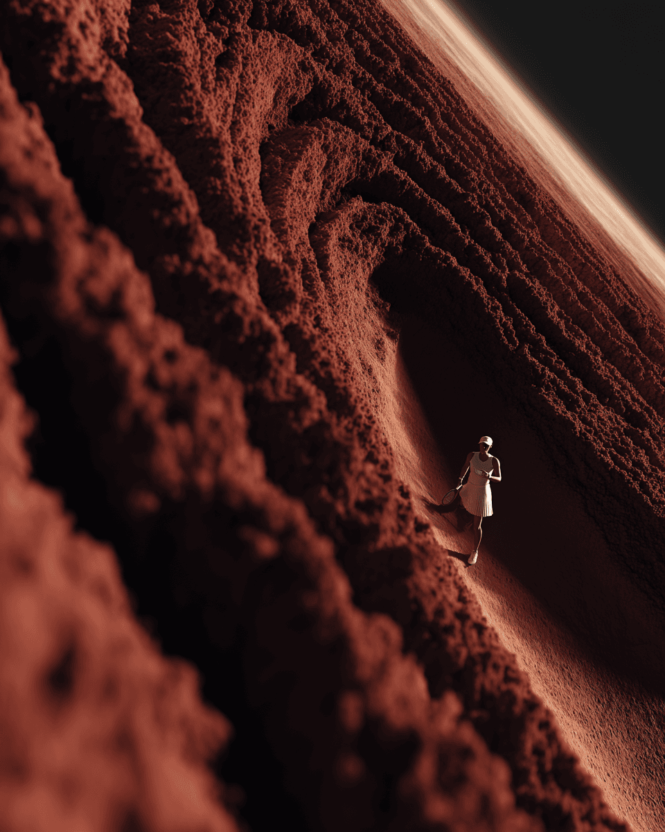 Tilt-shift lens effect on miniature tennis scene, Schneider 120mm Macro depth of field, Scale manipulation, Visual Engineering Output, Engineered by Aventi