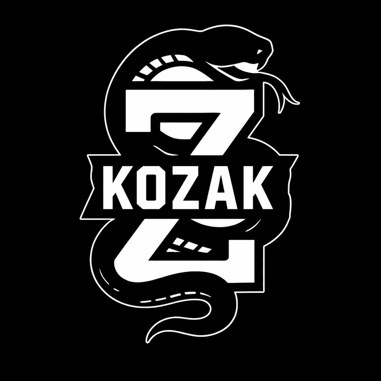 White interwoven logo on black background. Simple, minimalist design.