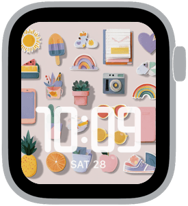 summer stickers Apple Watch face preview 2 featuring modern, 4th of july, and summer.