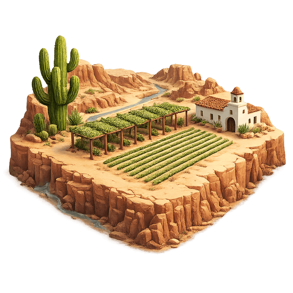 Artistic illustration of the Salta wine region.