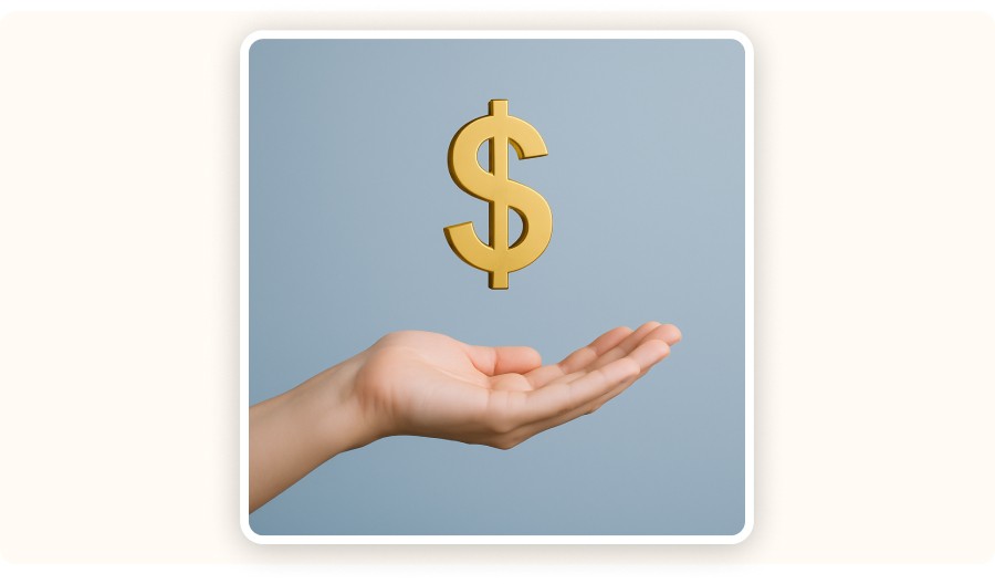 Dollar symbol above hand
