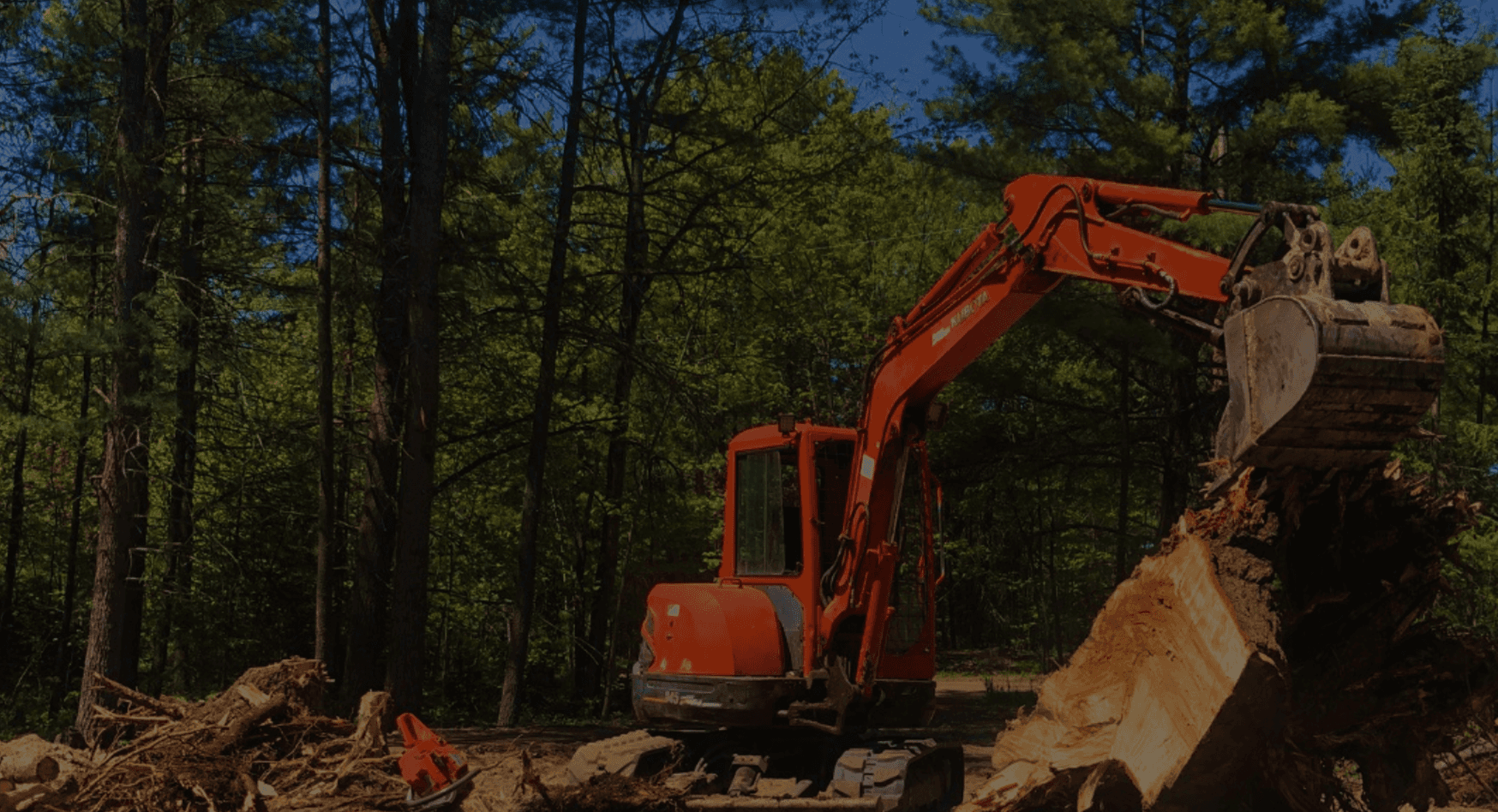 house and land demo with excavator