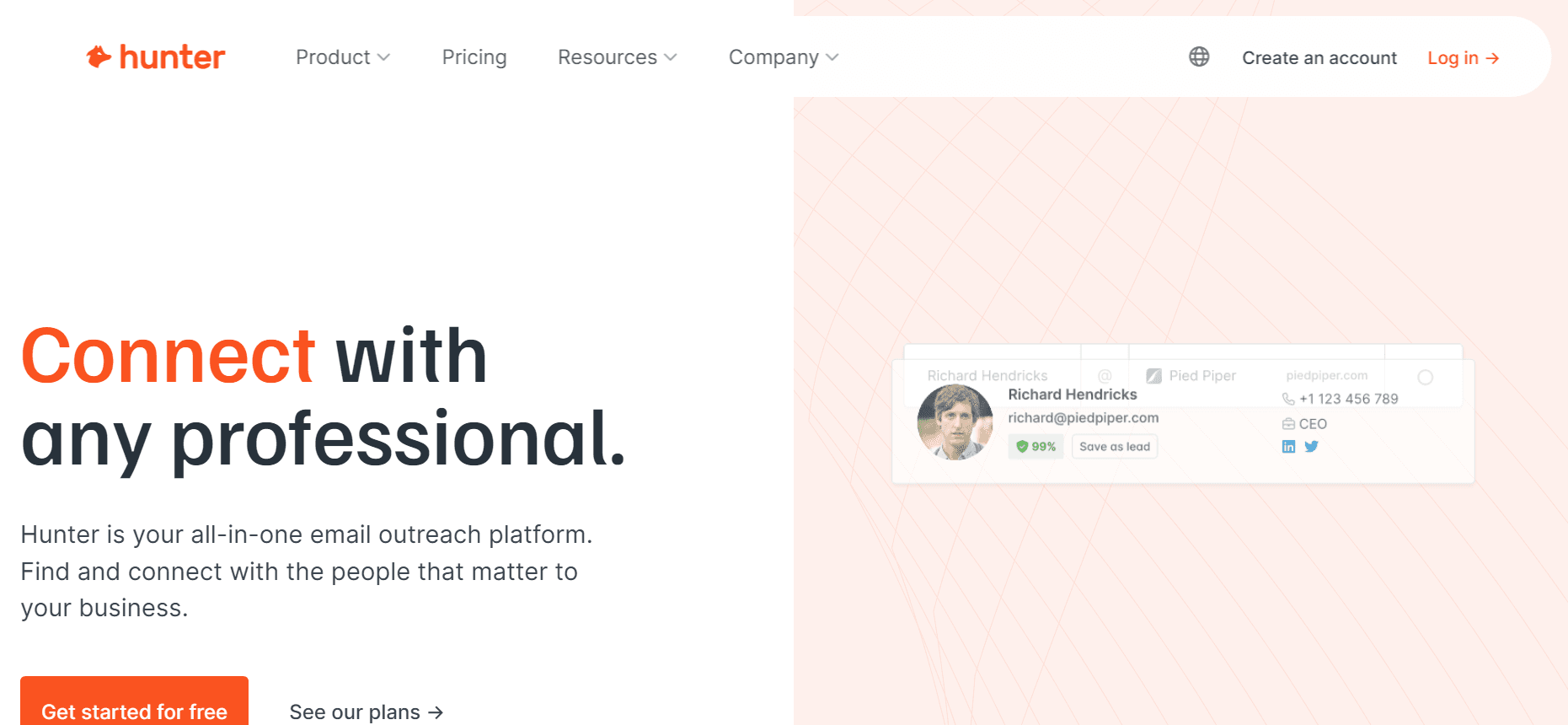 Hunter landing page