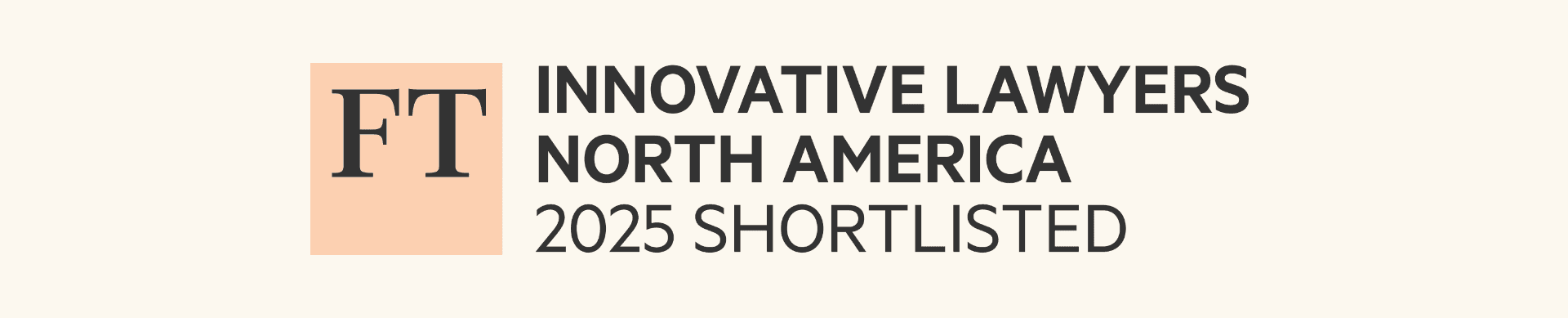 Financial Times Innovative Lawyers North America 2025 Shortlisted Greaphic