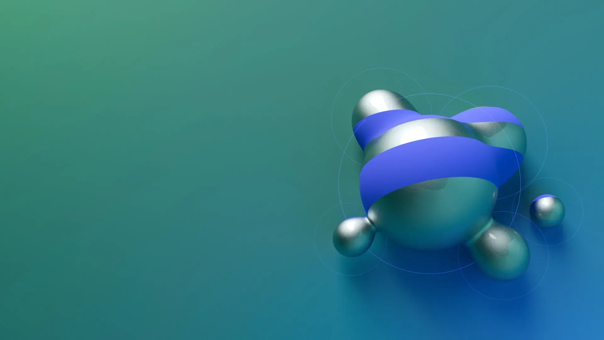 Dynamische, silberne Metaball-Struktur mit blauen Akzenten und feinen geometrischen Linien, die die fluide und moderne KI-Technologie von Mercury.ai symbolisiert.