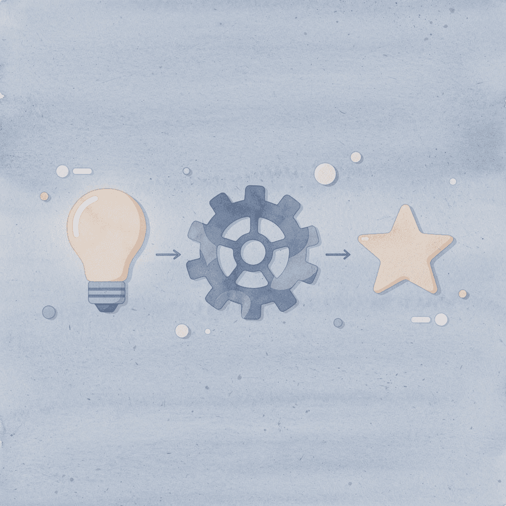 Three icons representing message, audience, and production considerations