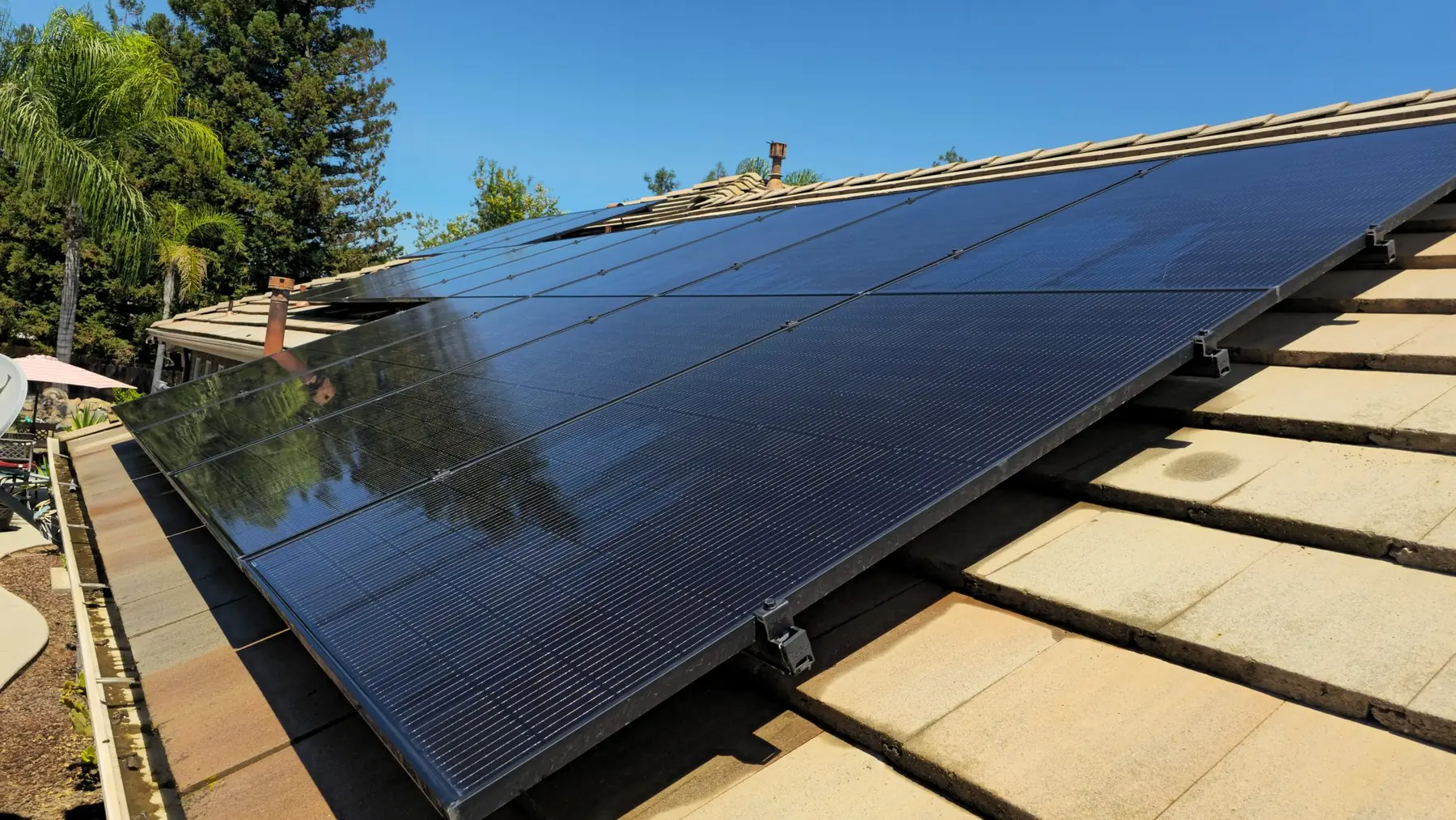 Solar array on a residential roof