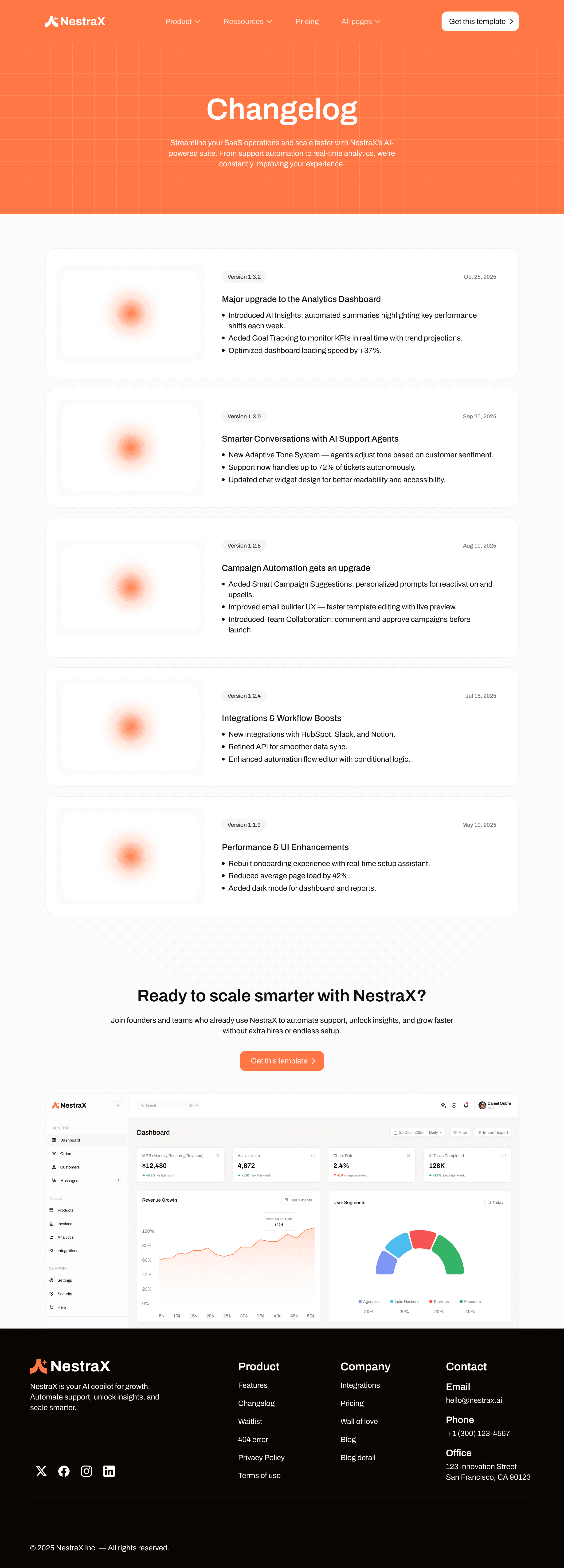 Changelog page