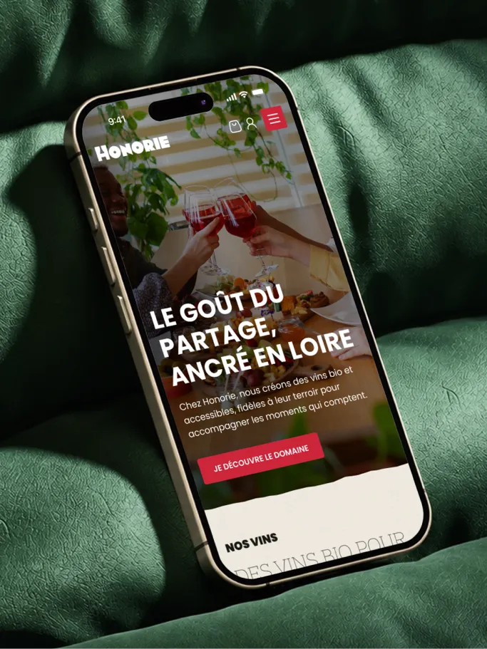 Site Honorie affiché sur mobile