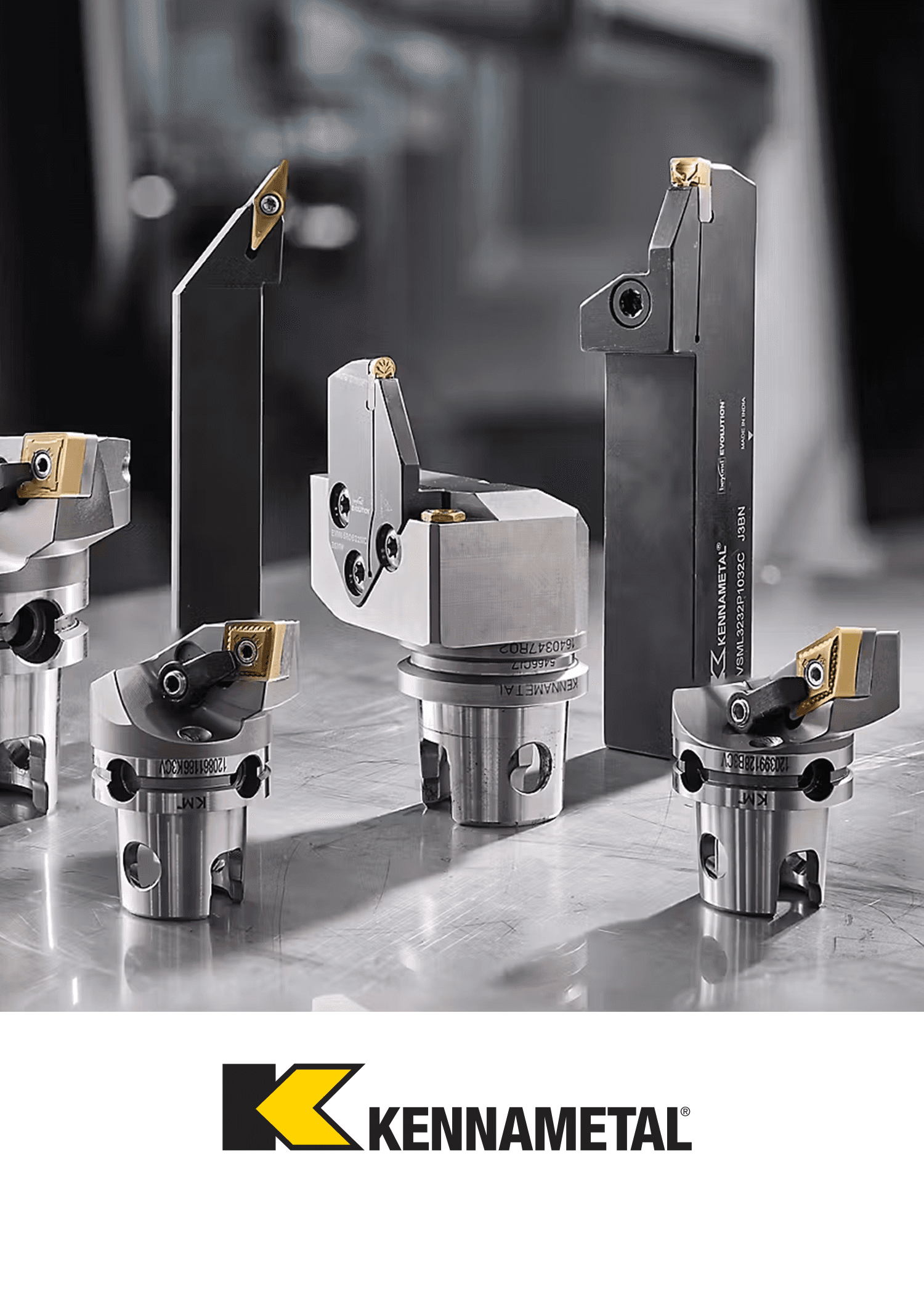 Kennametal precision turning tools and modular toolholders with carbide inserts for CNC machining applications.