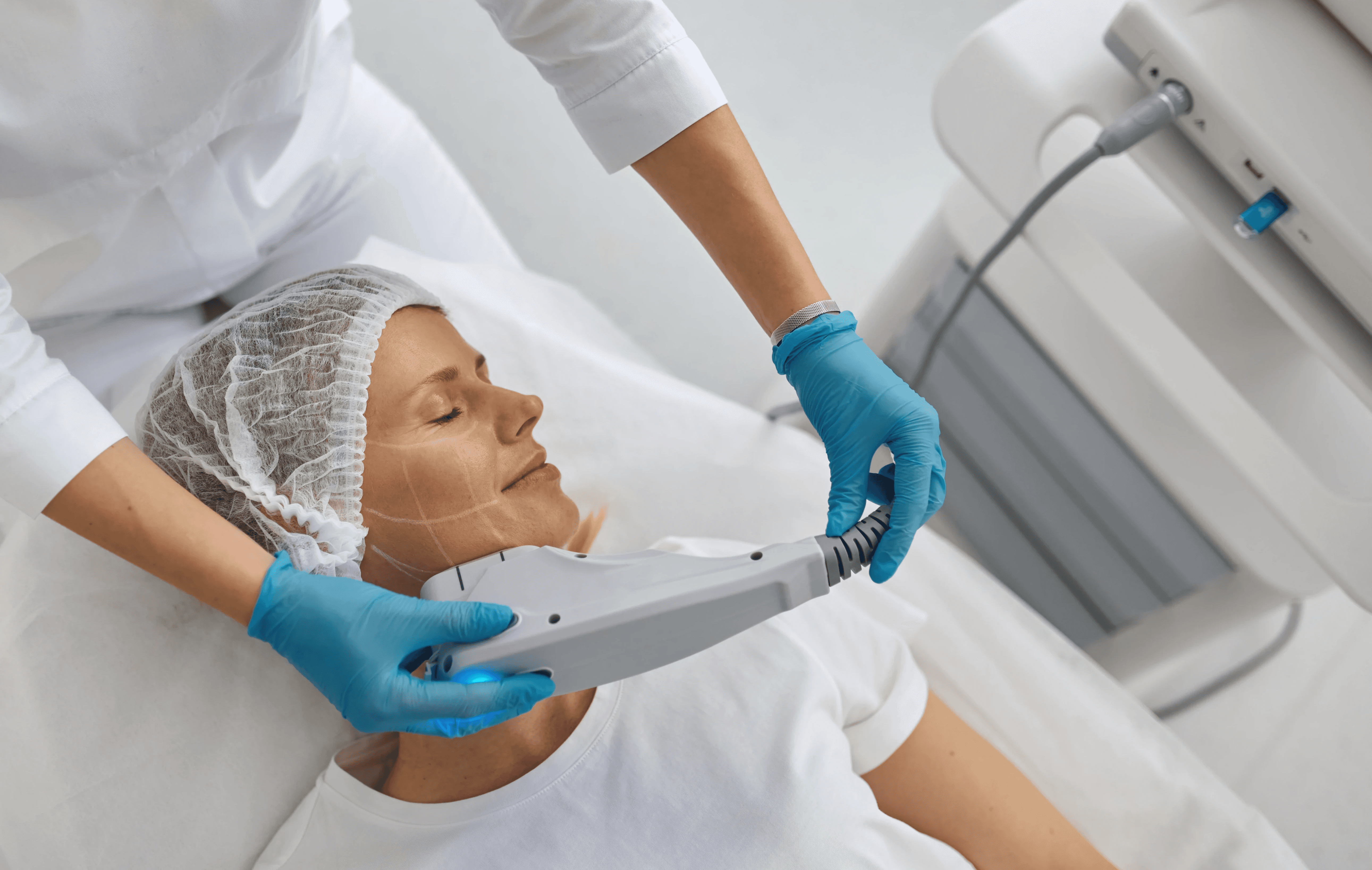 A person receiving a facial treatment.