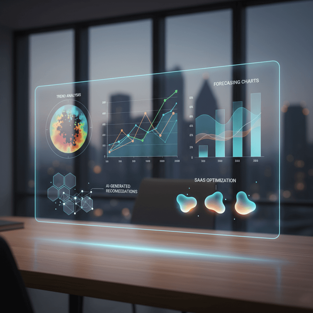 SaaS AI optimization predictive analytics showing future performance trends and recommendations