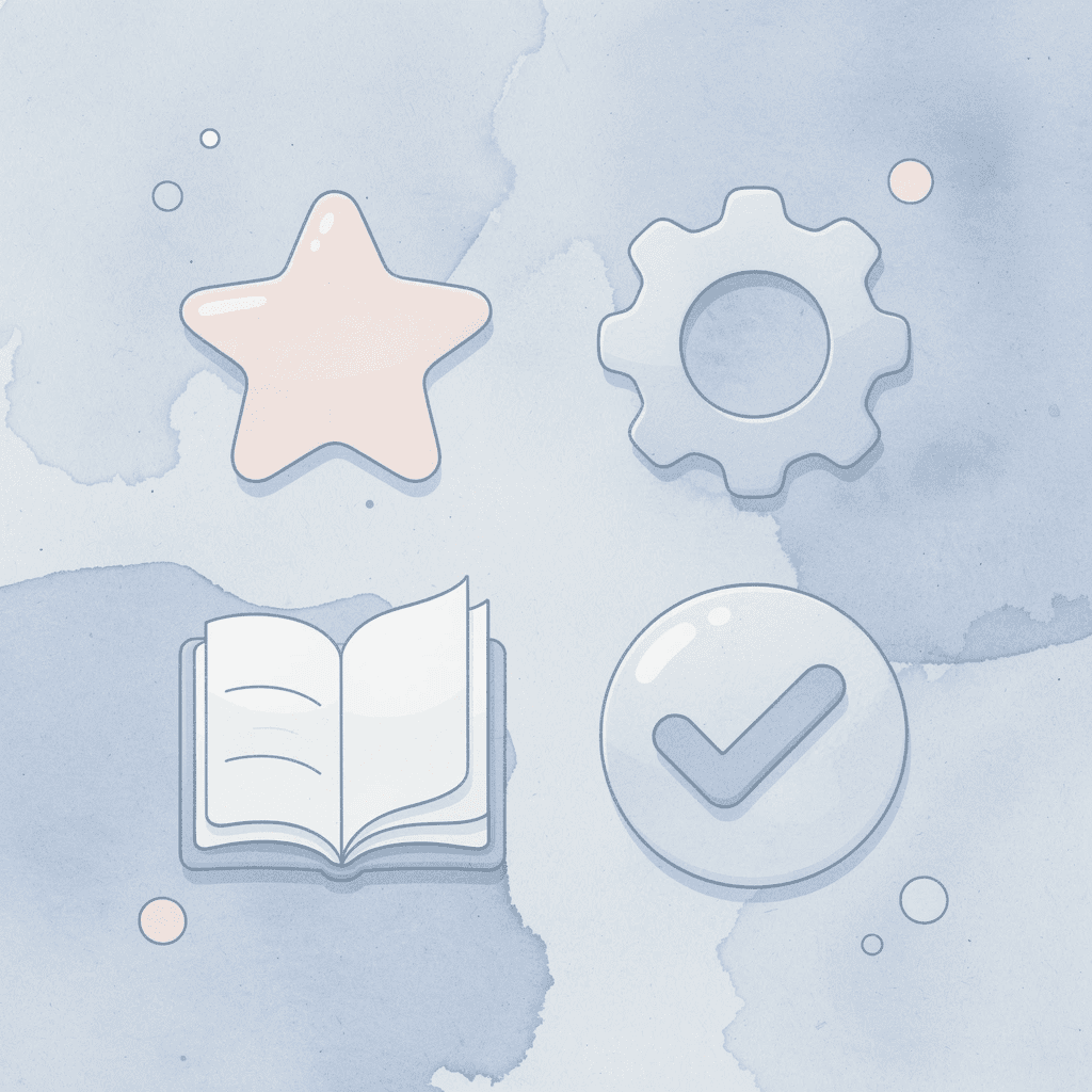 Four icons representing literacy, numeracy, fine motor skills, and general knowledge -   Pre K Homeschool Curriculum