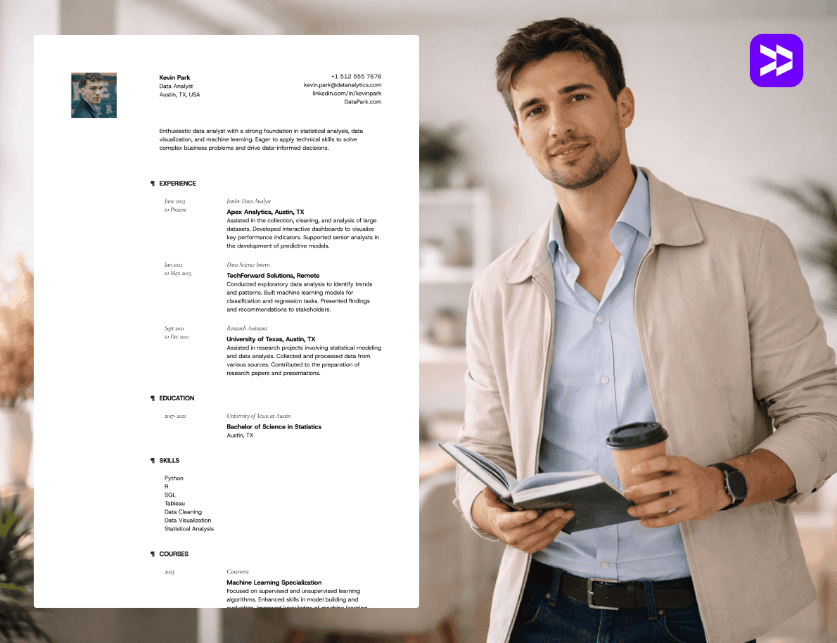Data analyst resume example on a clean textured background
