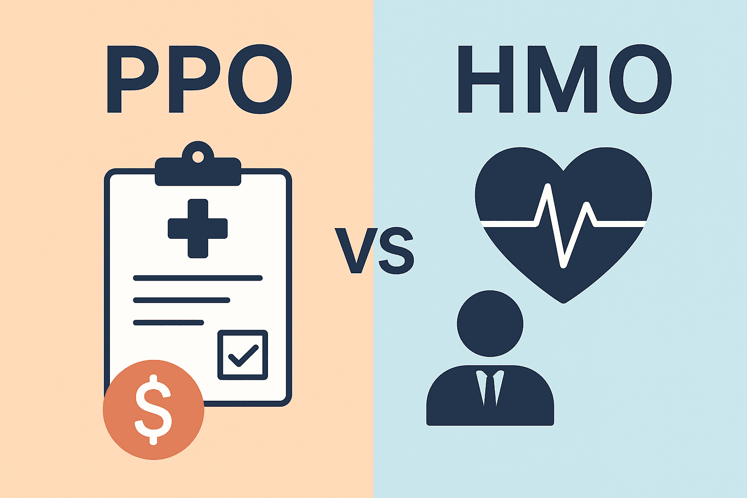 A comparison image of a PPO and HMO program.