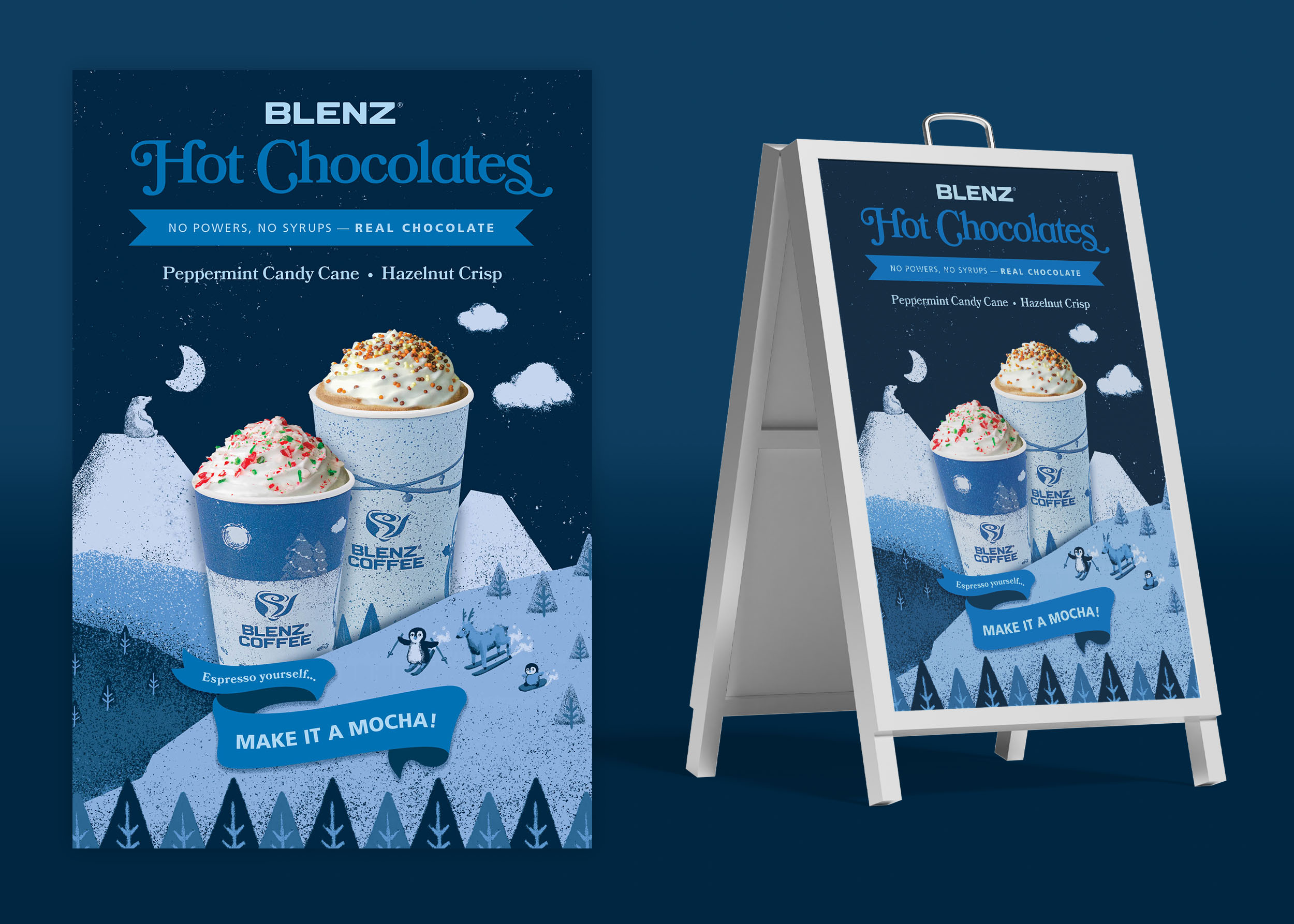 Blenz 2023 Hot Chocolate Sandwich Board