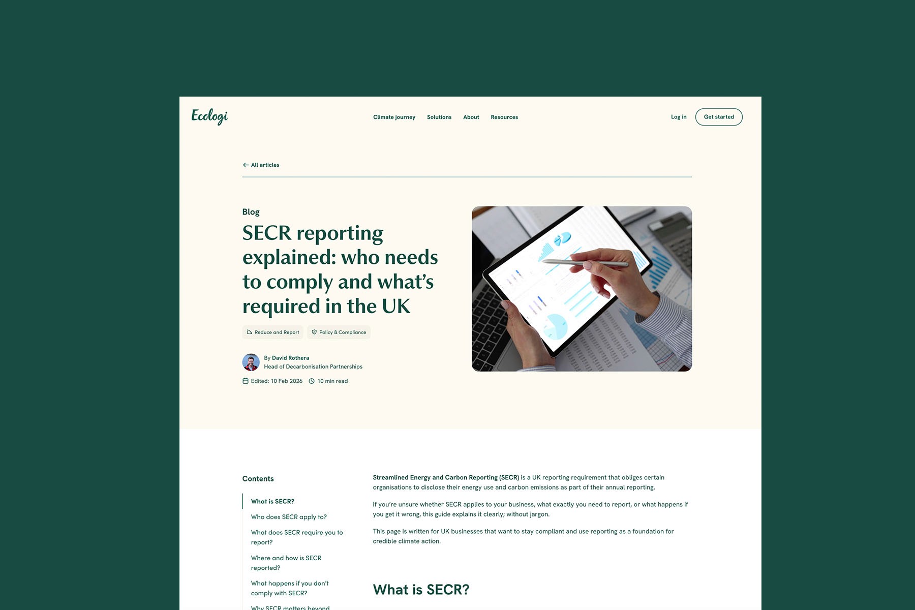 A screengrab of our SECR blog