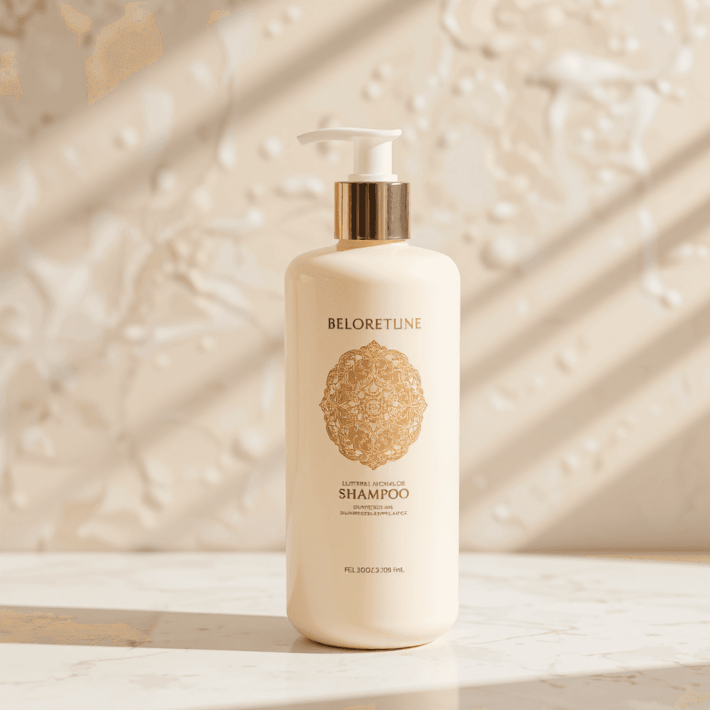 product photography of bottle of shampoo