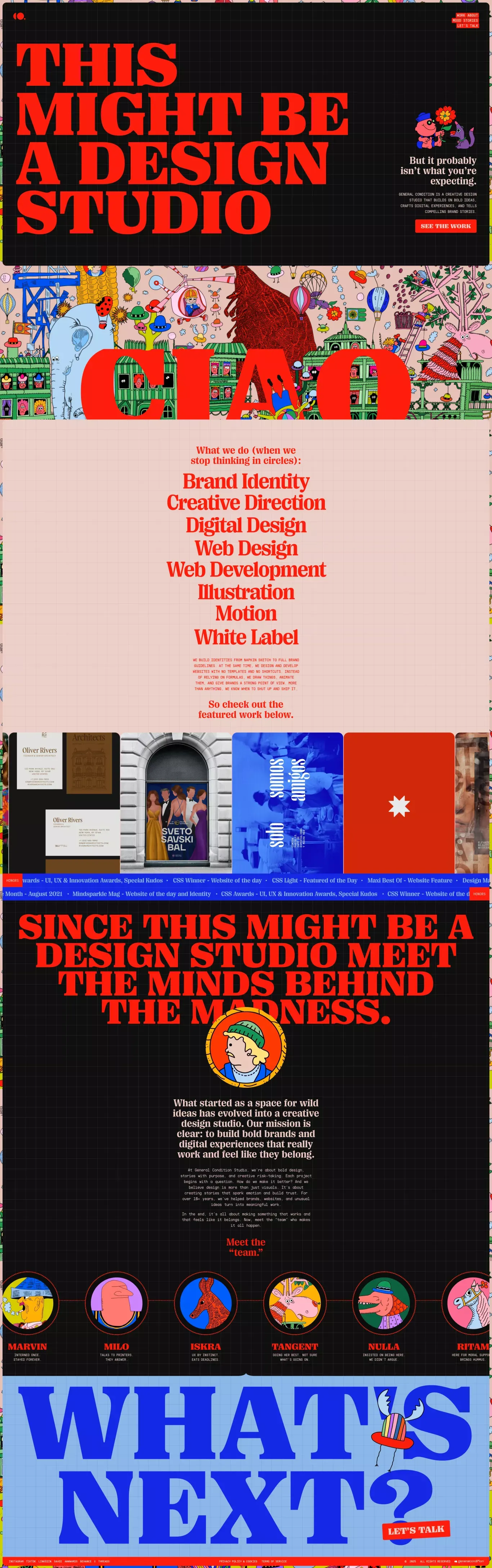 General Condition Design Studio portfolio page screenshot showcasing Design and Tech design