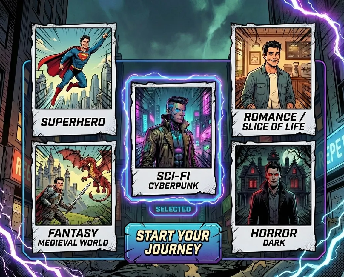 The same person transformed in a comic super hero